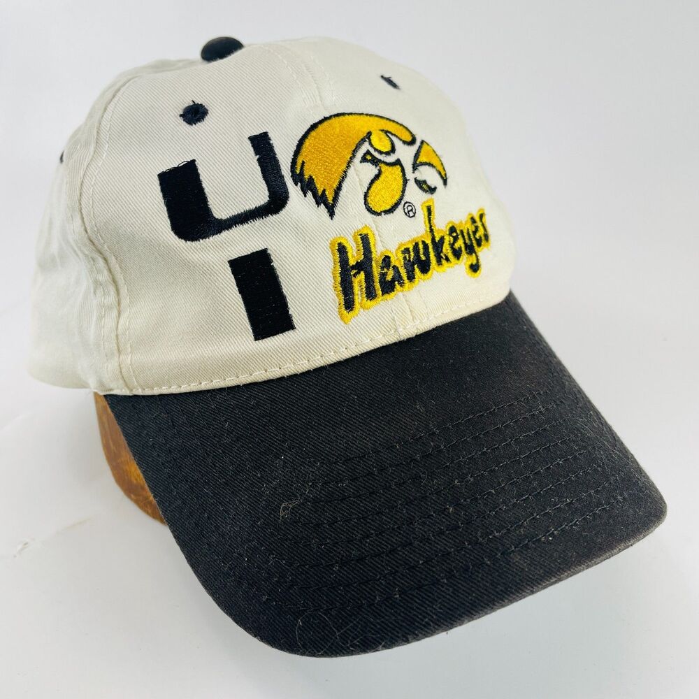 VINTAGE Iowa Hawkeyes Hat Cap Black Gold Yellow Youngan Snapback NCAA Big Ten - Picture 1 of 12